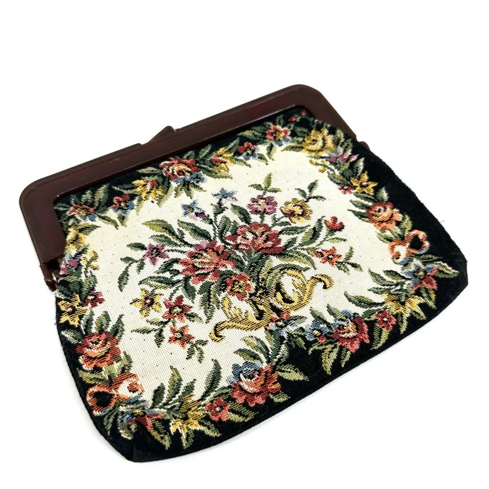 ✨SALE✨ Vintage Floral Kiss Lock Clutch Bag - Picture 5 of 6